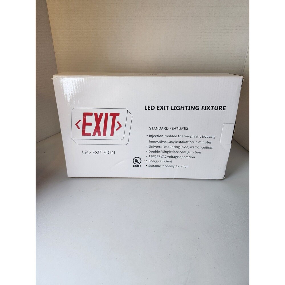 UL Listed Red White LED Exit Sign Double Face 120-277 VAC Fire Exit Signs